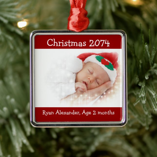 Primer ornamento de fotos en blanco y rojo de Navi (Árbol)