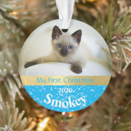 Primer ornamento de fotos navideñas de Gatito