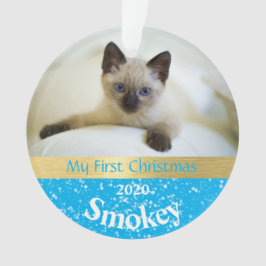 Primer ornamento de fotos navideñas de Gatito