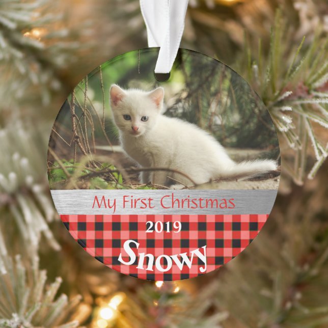 Primer ornamento de fotos navideñas de Gatito (Árbol)