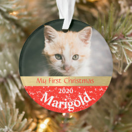 Primer ornamento de fotos navideñas de Gatito