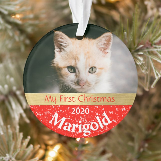 Primer ornamento de fotos navideñas de Gatito (Árbol)