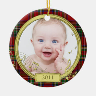 Primer ornamento de fotos navideñas de Tartán para