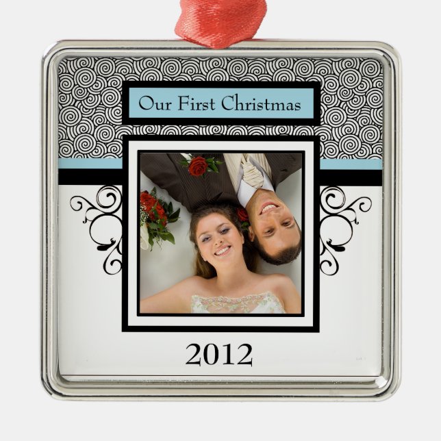Primer ornamento de la foto del navidad (Frente)