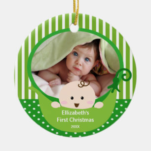 Primer ornamento de la foto del navidad de Babys
