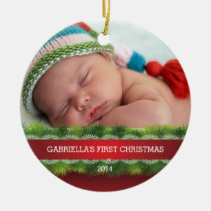 Primer ornamento de la foto del navidad del bebé