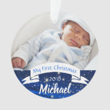 Primer ornamento de la foto del navidad del bebé