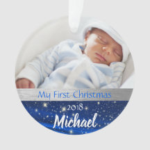 Primer ornamento de la foto del navidad del bebé