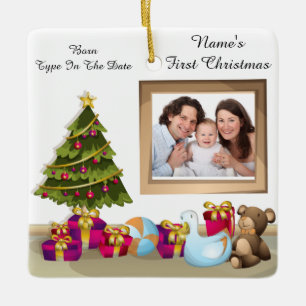 Primer ornamento de la foto del navidad del bebé