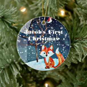 Primer ornamento de Navidad del bebé - Fox de colo