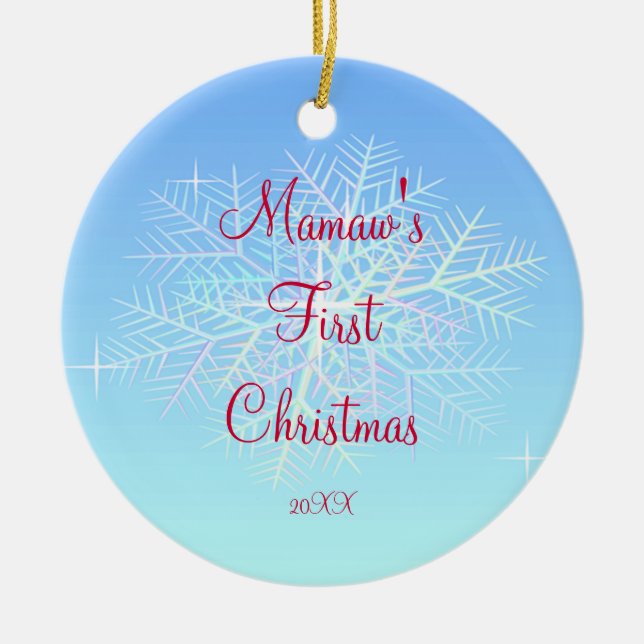 Primer ornamento del copo de nieve del navidad de (Frente)