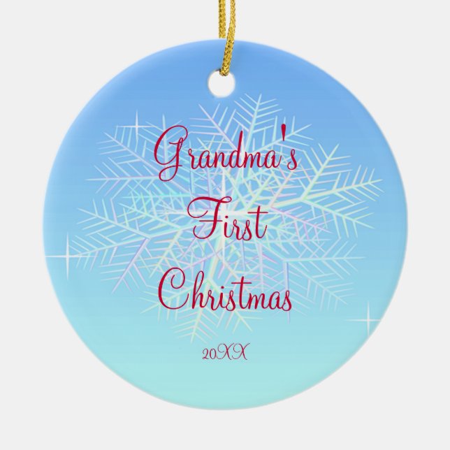 Primer ornamento del copo de nieve del navidad de (Frente)