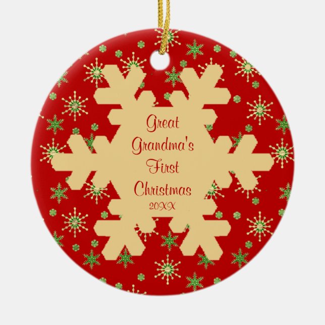 Primer ornamento del copo de nieve del navidad de (Frente)