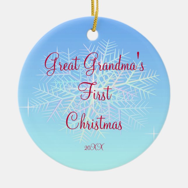 Primer ornamento del copo de nieve del navidad de (Frente)
