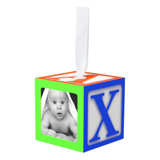 Primer ornamento del cubo de la foto de Babys (Anverso en perspectiva)