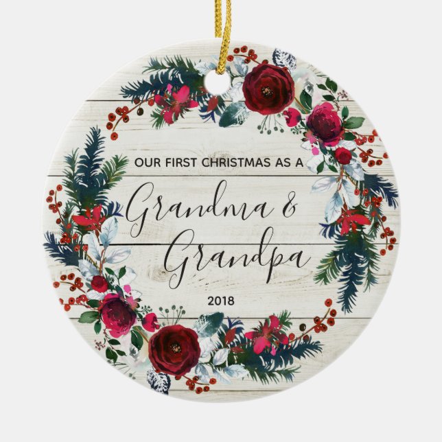 Primer ornamento del navidad de la abuela y del (Frente)