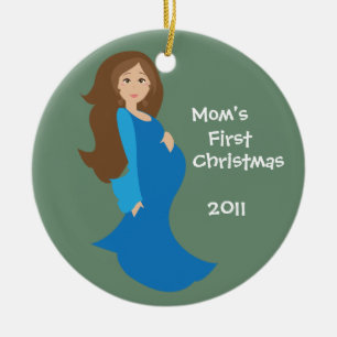 Primer ornamento del navidad de la mamá - azul