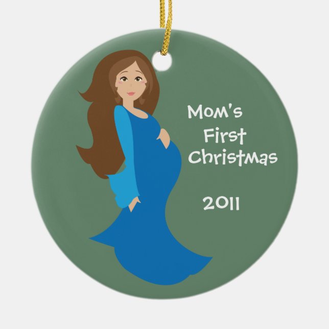 Primer ornamento del navidad de la mamá - azul (Frente)