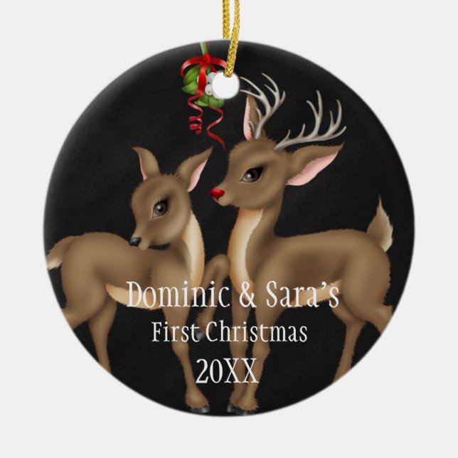 Primer ornamento del navidad de los pares lindos (Frente)