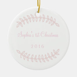 Primer ornamento del navidad del bebé rosado de la