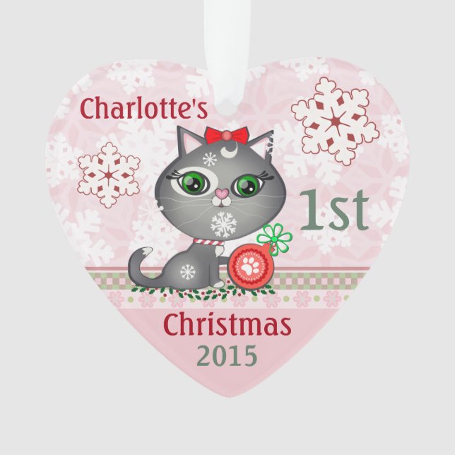 Primer ornamento del navidad del gato de encargo (Anverso)