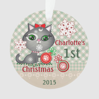 Primer ornamento del navidad del gato de encargo