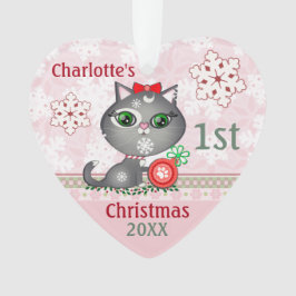 Primer ornamento del navidad del gato de encargo