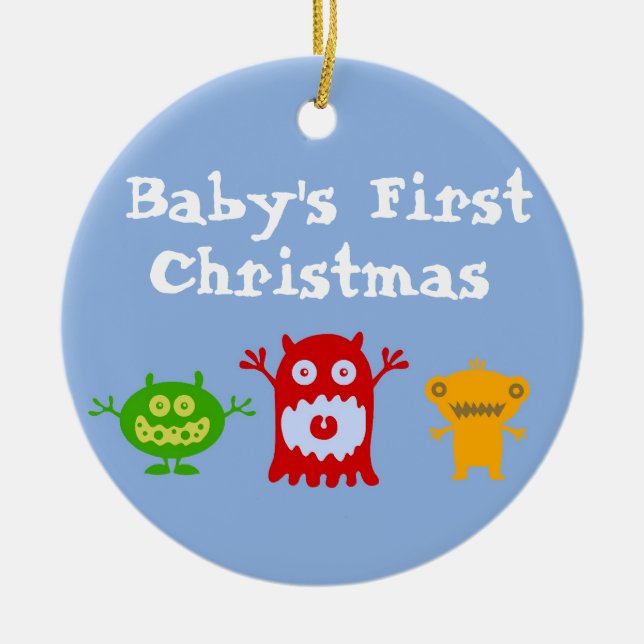 Primer ornamento del navidad del pequeño bebé de (Frente)