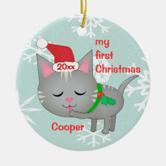 Primer ornamento del navidad del personalizado