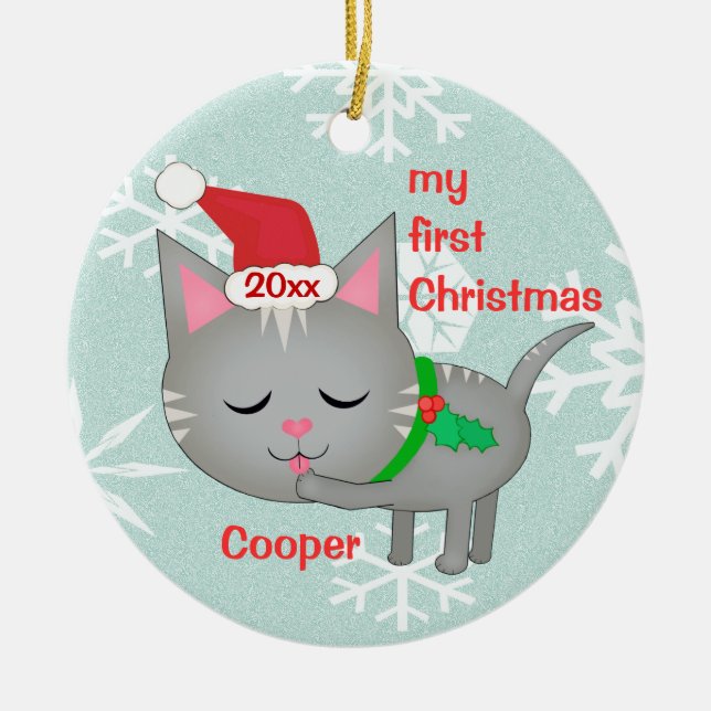 Primer ornamento del navidad del personalizado (Frente)