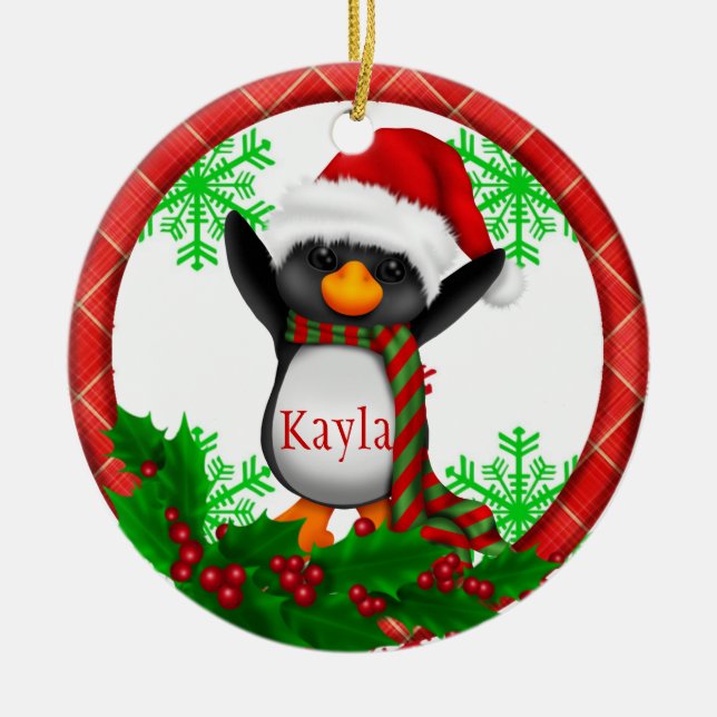 Primer ornamento del NAVIDAD del PINGÜINO del BEBÉ (Frente)