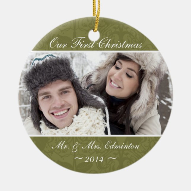 Primer ornamento del navidad del recién casado (Frente)