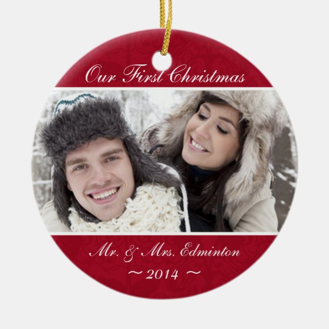Primer ornamento del navidad del recién casado (Frente)