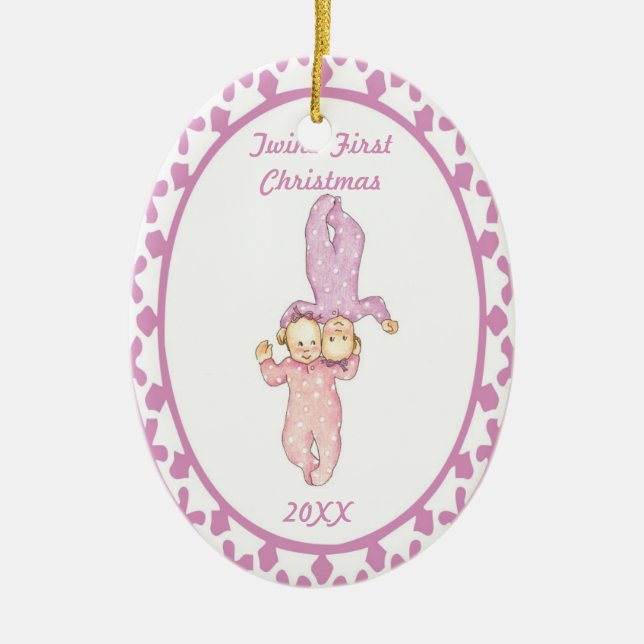 Primer ornamento del óvalo del chica del navidad (Frente)