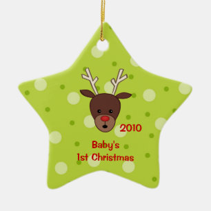 Primer ornamento del reno del navidad del bebé
