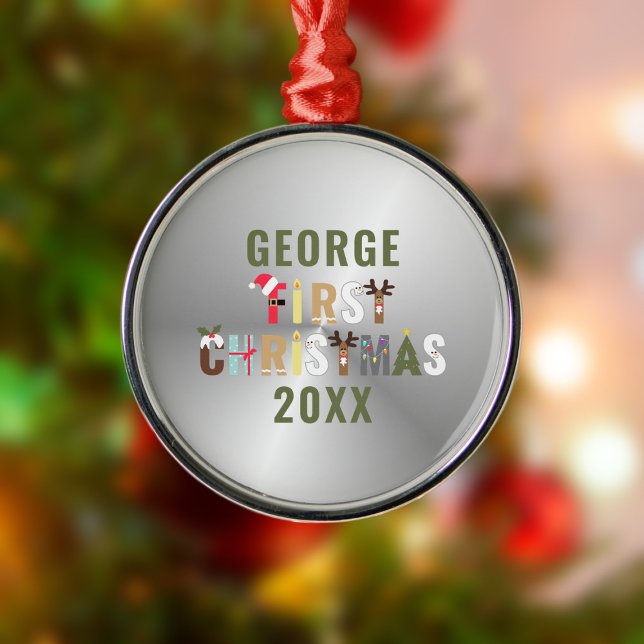 Primer ornamento Metalizado de Baby's First Christ (First Christmas Ornament for your little one's 1st Christmas. Just add their name. Lovely keepsake)