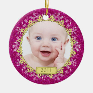 Primer ornamento navideño de bebé de copos de niev