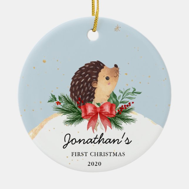 Primer ornamento navideño de Hedgehog Baby (Frente)