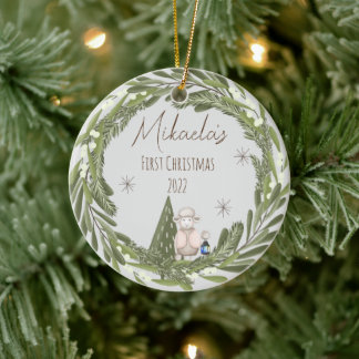 Primer ornamento navideño del bebé personalizado
