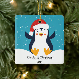 Primer ornamento navideño del bebé pingüino