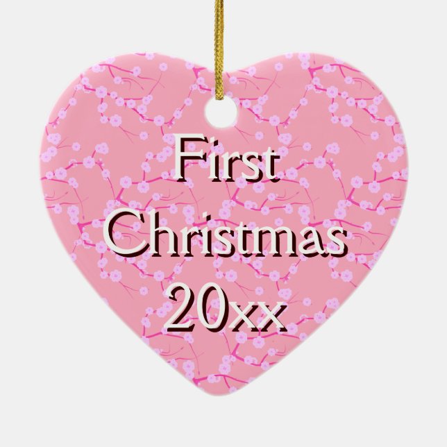 Primer ornamento navideño sobre flores de cerezo r (Atrás)