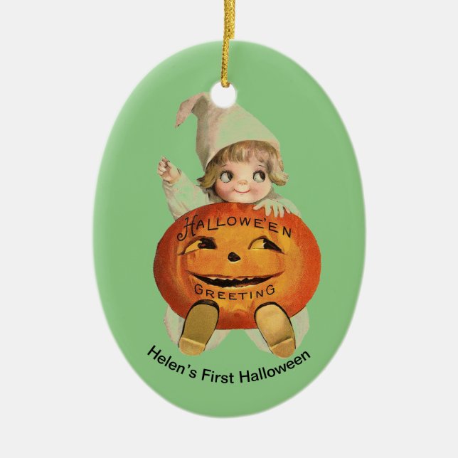 Primer ornamento personalizado de Halloween para b (Frente)