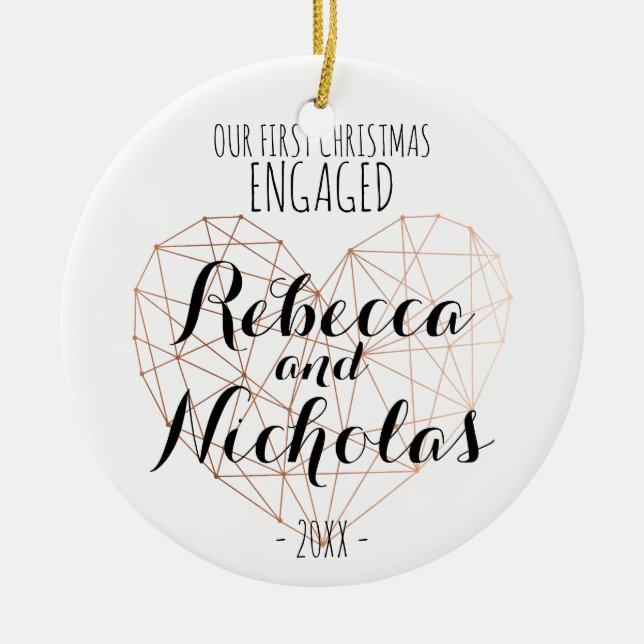 Primer ornamento subió del navidad corazón (Frente)