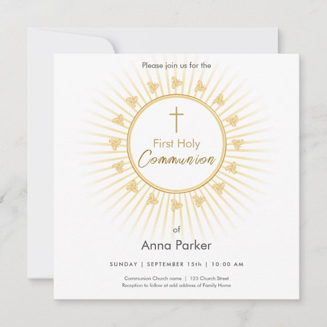 Primer oro comunitario con cruz, invitación (Anverso)