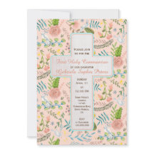 Primer patrón floral de la comunión | Invitaciones