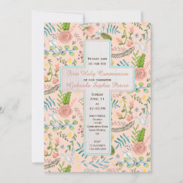Primer patrón floral de la comunión | Invitaciones