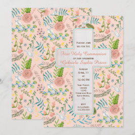 Primer patrón floral de la comunión | Invitaciones