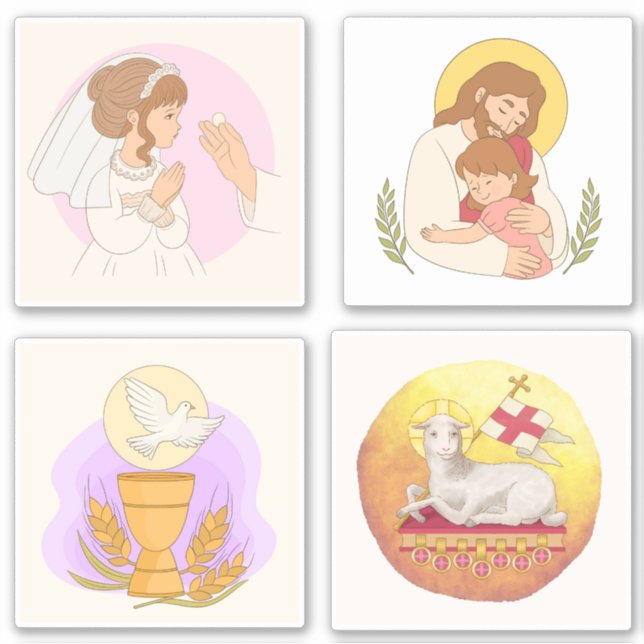 Primer pegatina conjunto de la Santa Comunión (Anverso)