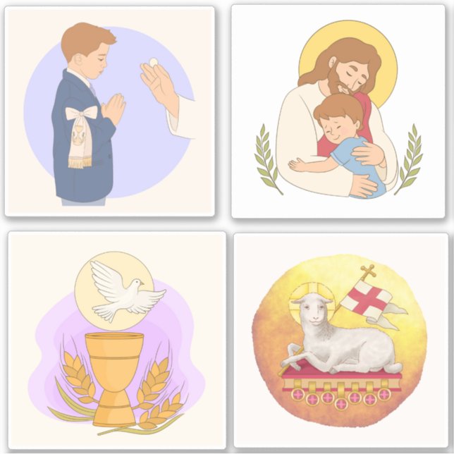 Primer pegatina conjunto de la Santa Comunión (Anverso)