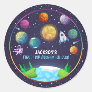 Primer Pegatina de cumpleaños del espacio - Primer